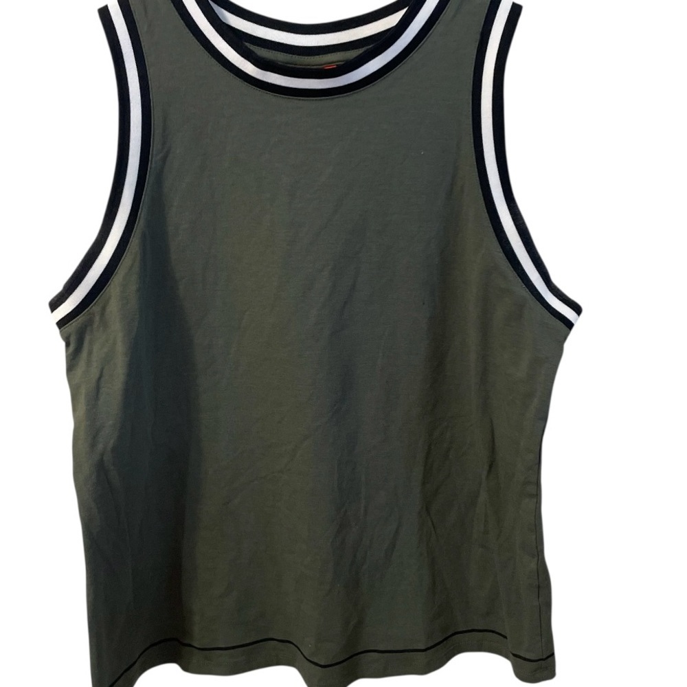 Hunter for Target army green sleeveless top with black & white trim